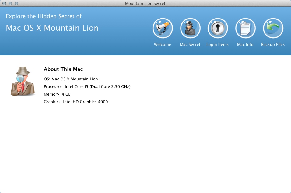 Mountain Lion Secrets 1.0 : Welcome Window