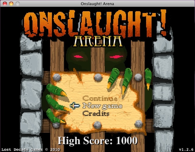 Onslaught Arena : Main menu