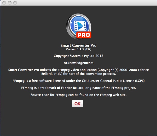 Smart Converter Pro 1.4 : About Window