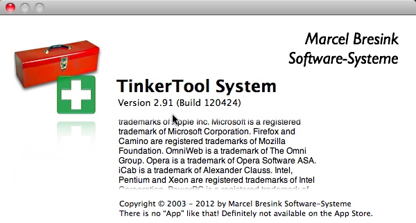 TinkerTool System 2.9 : About window