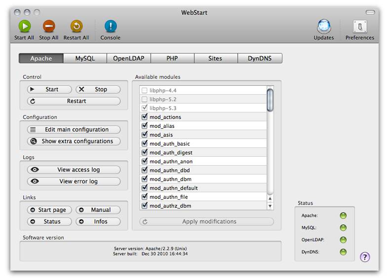 WebStart 1.3 : Main window