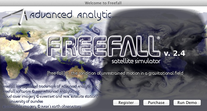 Freefall satellite screen saver 2.4 beta : About window