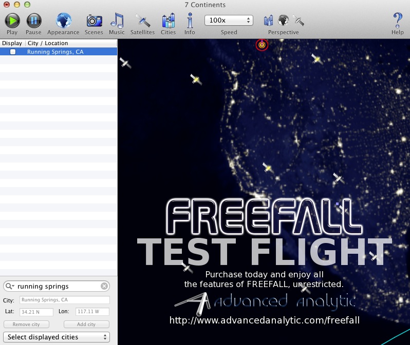 Freefall satellite screen saver 2.4 beta : City view