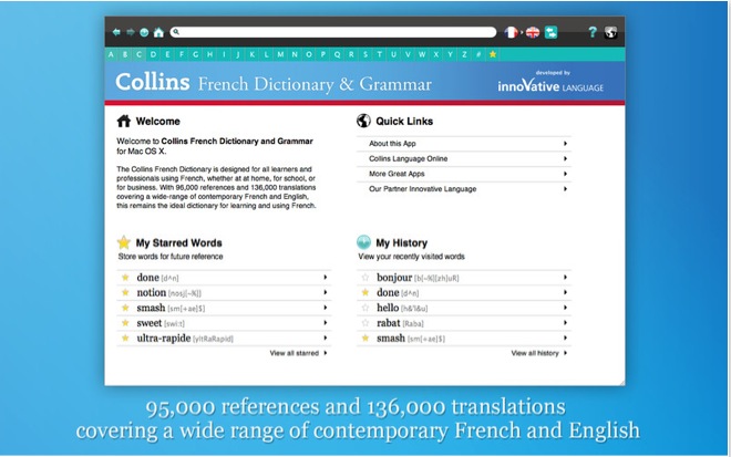 Collins French Dictionary and Grammar 1.0 : General view