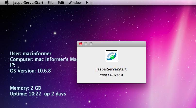 jasperreports-server--osx-x64-installer 4.5 : Main Window