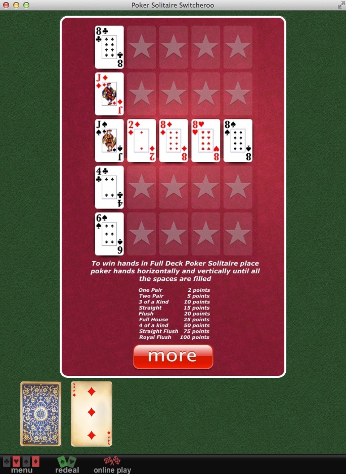 Full Deck Poker Solitaire 1.0 : How to play