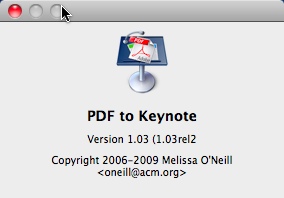 PDF to Keynote 1.0 : About Window