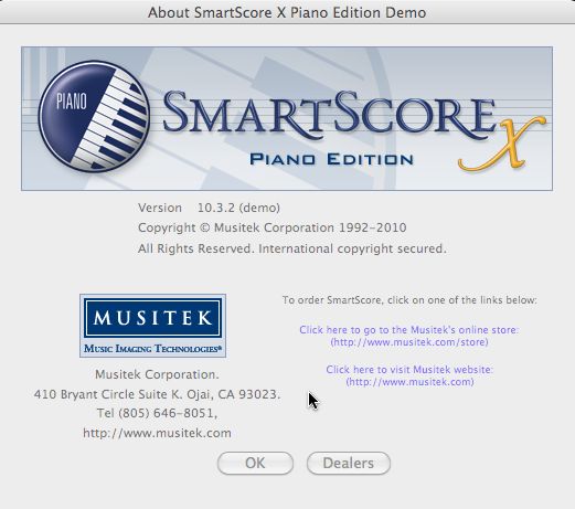 SmartScore X Piano Edition Demo 10.3 : Main window