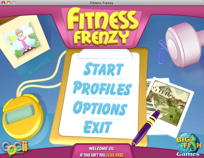 Fitness Frenzy : Main menu
