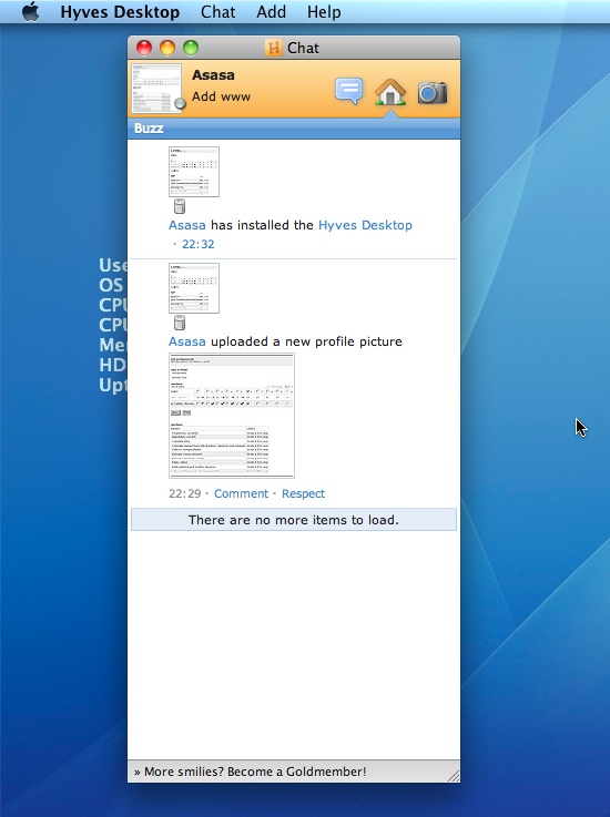 HyvesDesktop 2.4 : Main window
