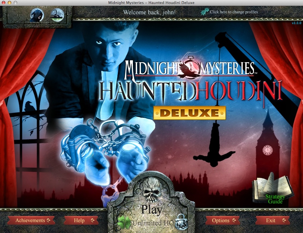 Midnight Mysteries - Haunted Houdini Deluxe 2.0 : Main Menu