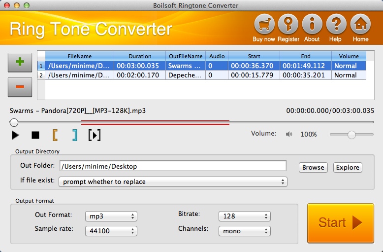 Boilsoft RingTone Converter 1.0 : Main Window