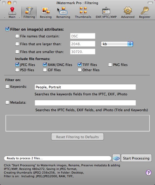 iWatermark Pro 1.2 : Filter Files
