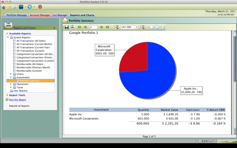 Portfolio Analyst 2.0 : Portfolio Analyst screenshot
