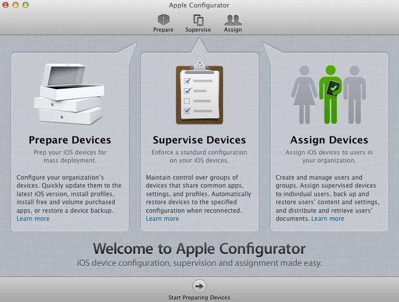 Apple Configurator 1.0 : Main window