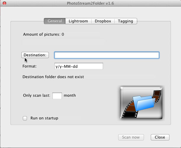 PhotoStream2Folder 1.6 : Main Window