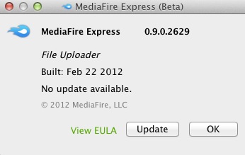 MediaFire Express 0.9 : About window
