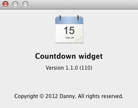 Countdown widget 1.1 : About window