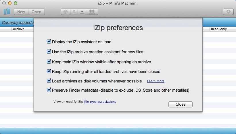 iZip 2.3 : Program Preferences