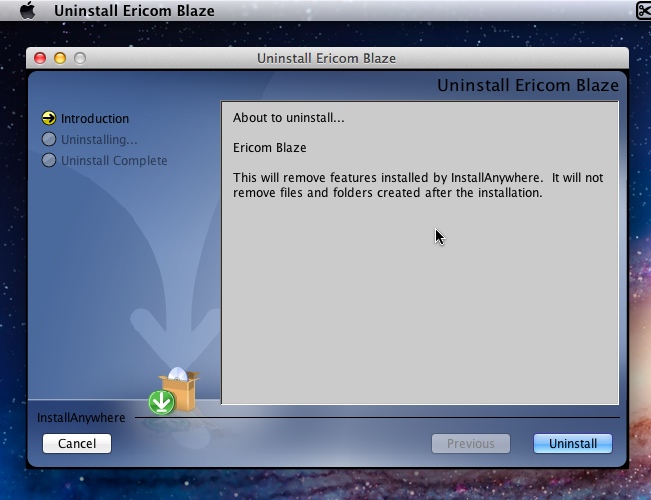 Uninstall Ericom Blaze 1.0 : Main window