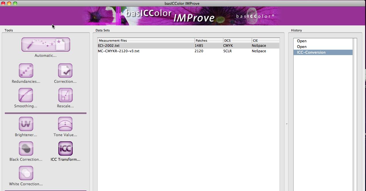 basICColor IMProve 1.0 : Main Window