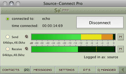 Source-Connect Pro 3.6 : Main window