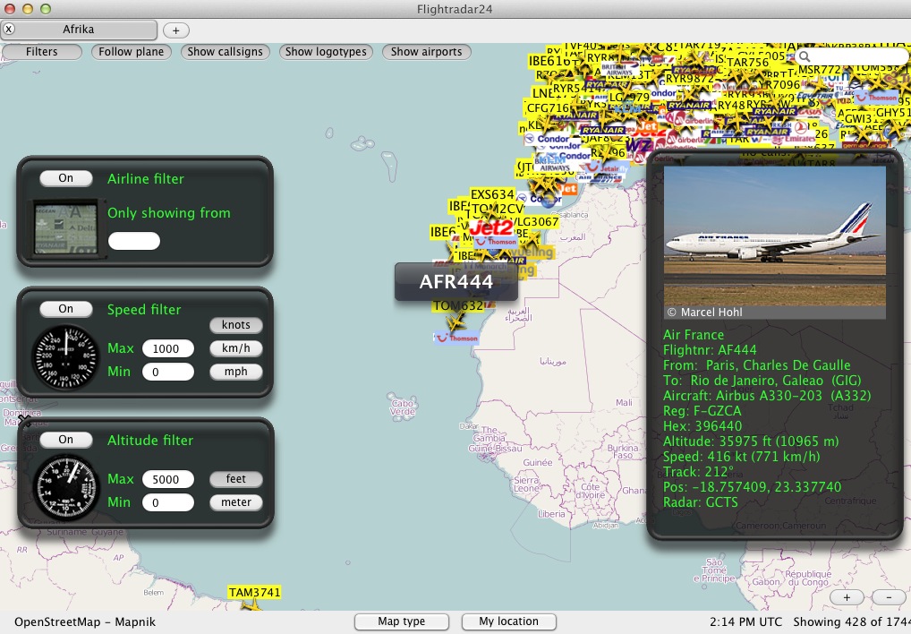 Flightradar24 1.5 : All settings on