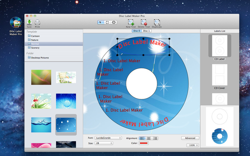 Disc Label Maker Pro 2.0 : Disc Label Maker Pro screenshot