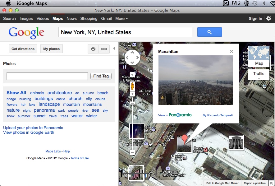iGoogle Maps 1.0 : Main window