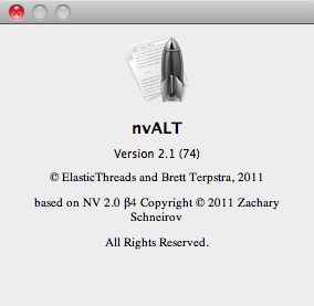 nvALT 2.1 : About window