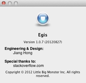 Egis 1.0 : About window