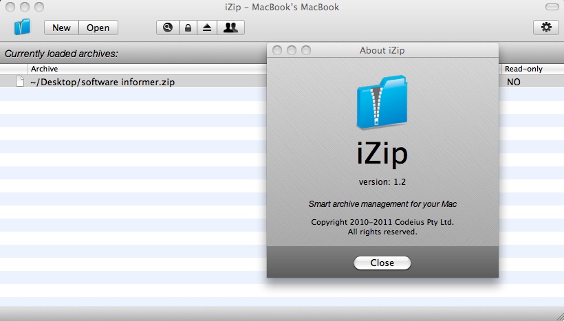 iZip 1.2 : About Window