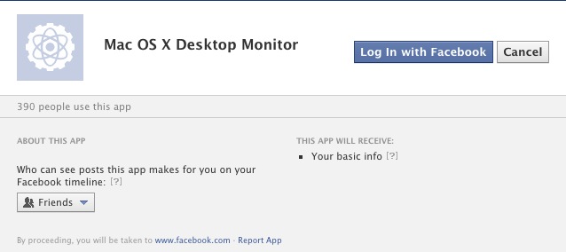 Monitor for Facebook 1.9 : Facebook authorization