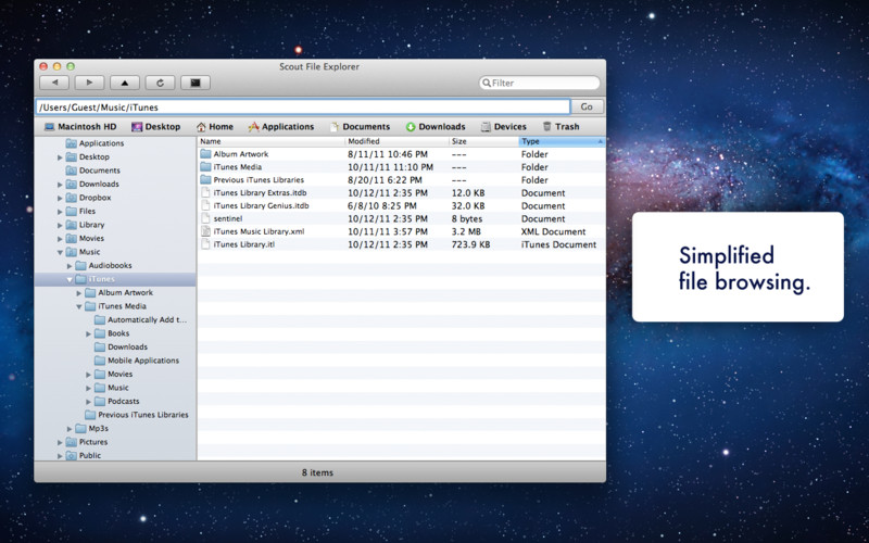 Scout File Explorer - Simplified file browsing. 1.0 : Scout File Explorer - Simplified file browsing. screenshot