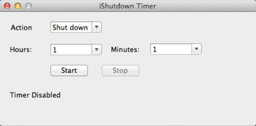 iShutdown Timer 1.0 : Main window