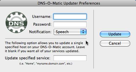 DNS-O-Matic Updater 1.5 : Main window