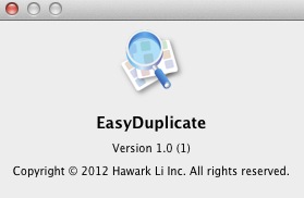 EasyDuplicate 1.0 : About window