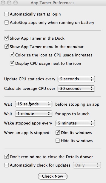 App Tamer 1.2 : Program Preferences