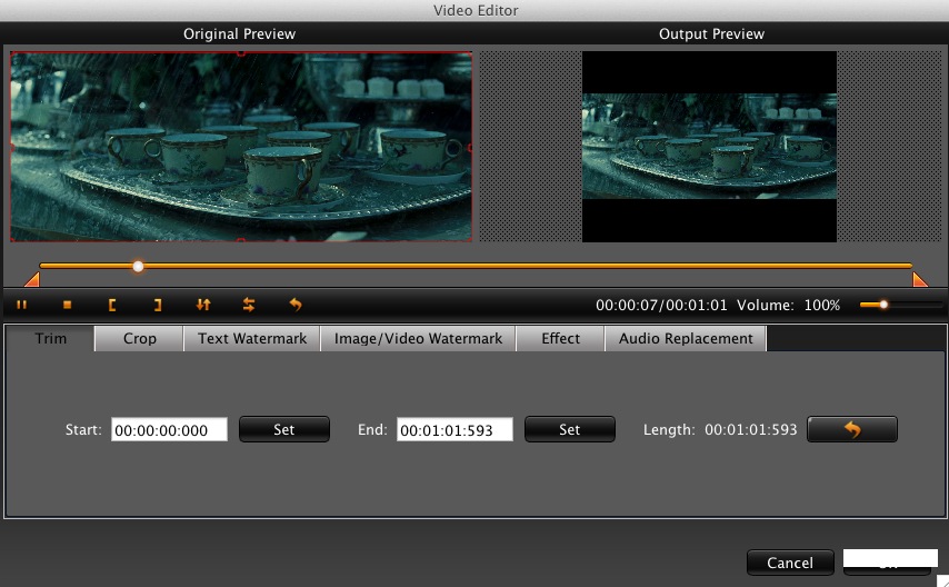 Aunsoft iMedia Converter for Mac 1.3 : Video editor