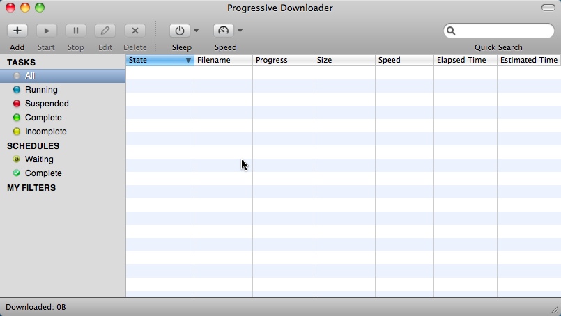 Progressive Downloader 1.0 : Main window
