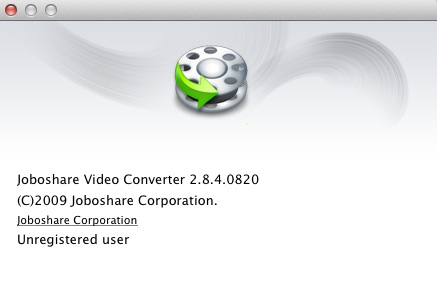 Joboshare Video Converter 2.8 : About window
