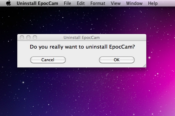 Uninstall EpocCam : Main window