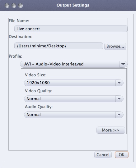 Xilisoft 3D Video Converter 1.1 : Configuring Output Settings