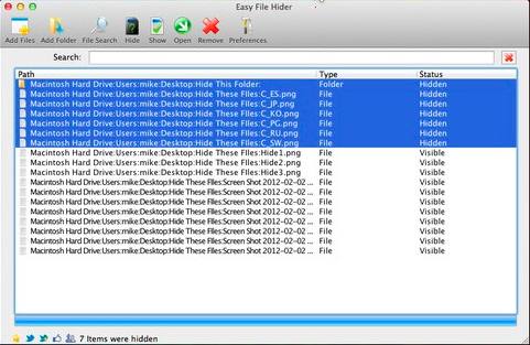 Easy File Hider 1.0 : Main window