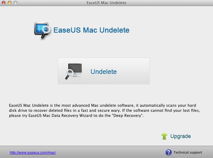 EaseUS Mac Undelete 5.5 : Main window
