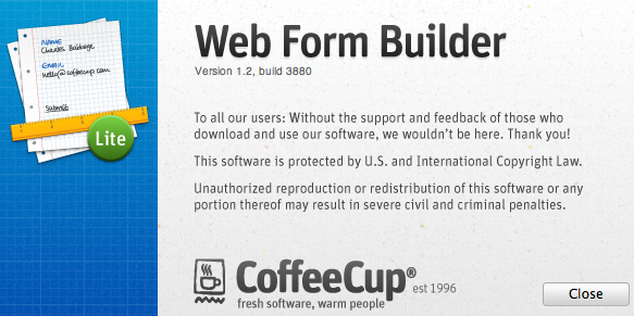 Web Form Builder Lite 1.2 : Program version