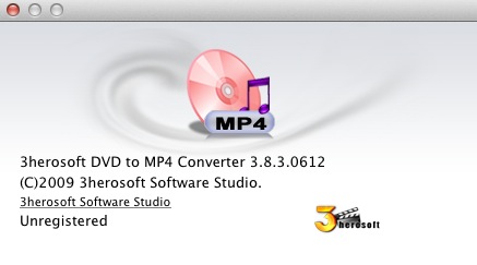 3herosoft DVD to MP4 Converter 3.8 : About window