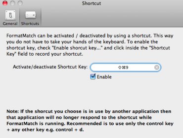Enable Disable Shortcut Key