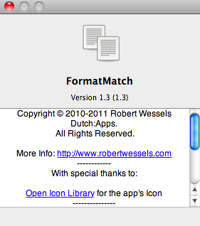 FormatMatch 1.3 : Program version