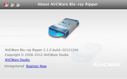 AVCWare Blu Ray Ripper 2.1 : About window